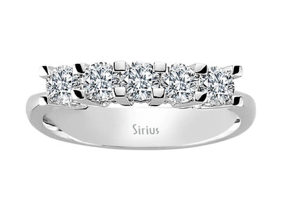Eleganter 14K Gold Fünfstein-Ring mit 0,80 ct Runddiamanten