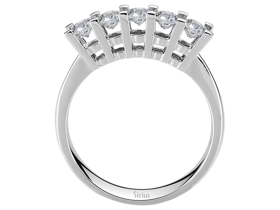 Eleganter 14K Gold Fünfstein-Ring mit 0,80 ct Runddiamanten