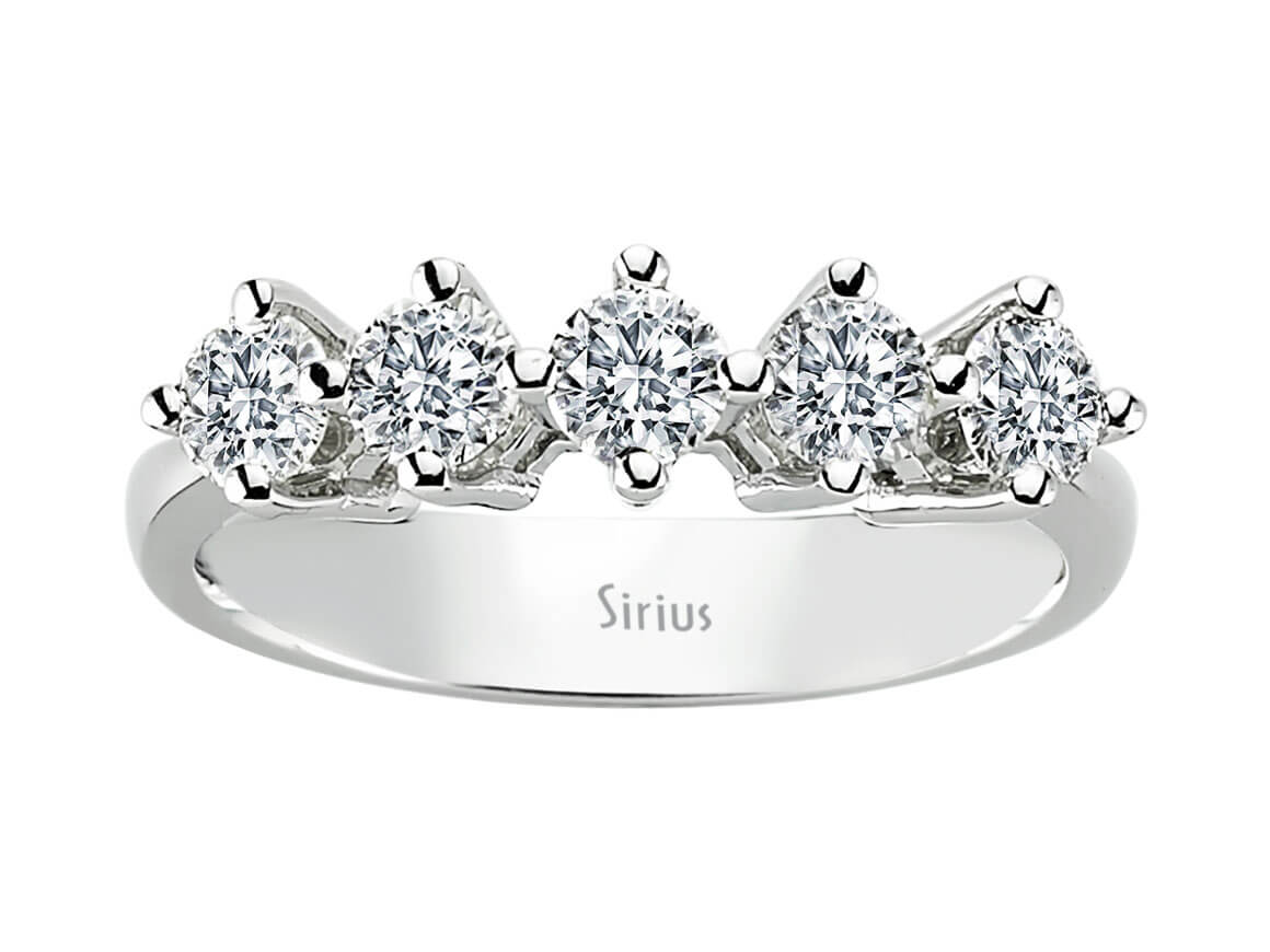 Eleganter 14K Gold Fünfstein-Verlobungsring mit 0,95 ct Runddiamanten