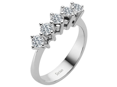Eleganter 14K Gold Fünfstein-Verlobungsring mit 0,95 ct Runddiamanten