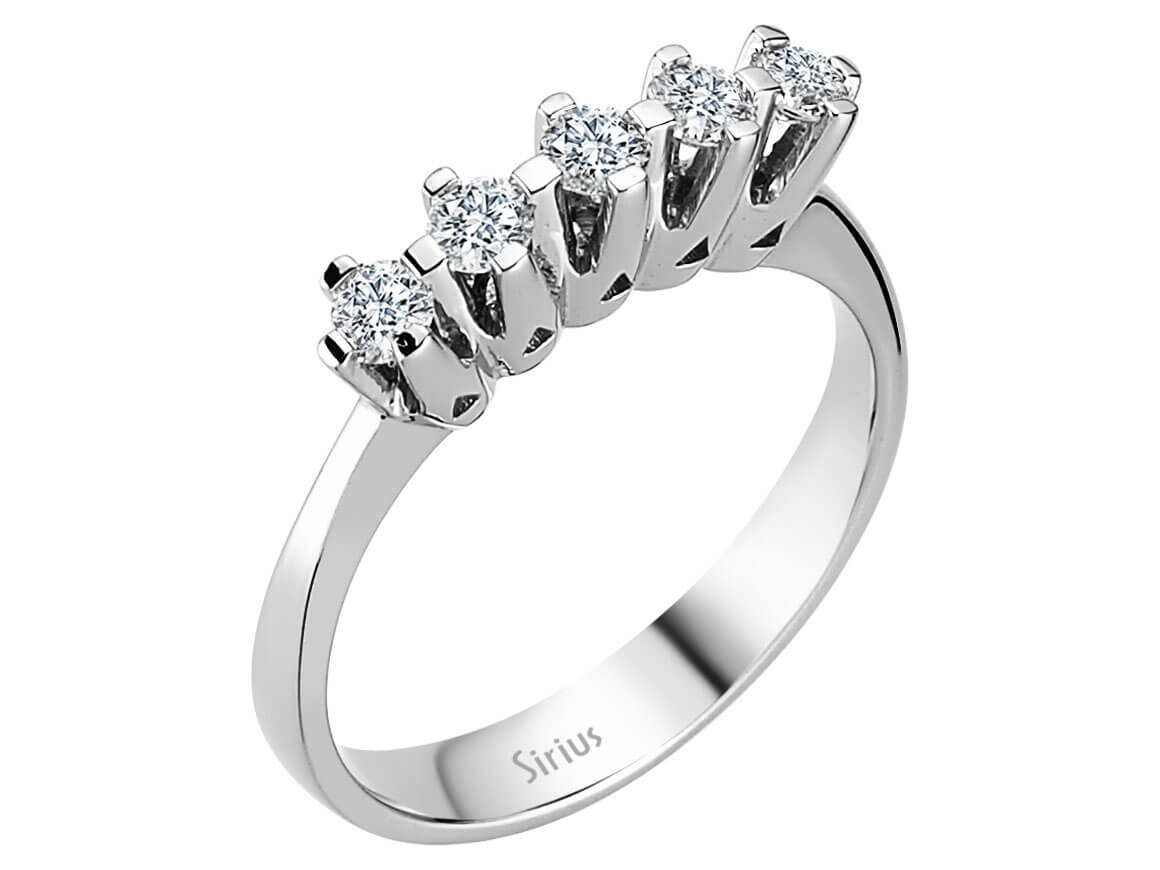 Zeitloser 5-Stein-Ring aus 14K Weißgold mit laborgezüchteten Diamanten, 0,47 ct - hochwertiger Schmuck von Rosy Lab Diamonds