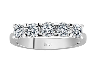 Eleganter 5-Steine-Ring mit rundem Diamant in 14 Karat Weißgold