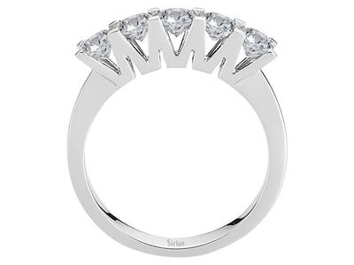 Eleganter 5-Steine-Ring mit rundem Diamant in 14 Karat Weißgold