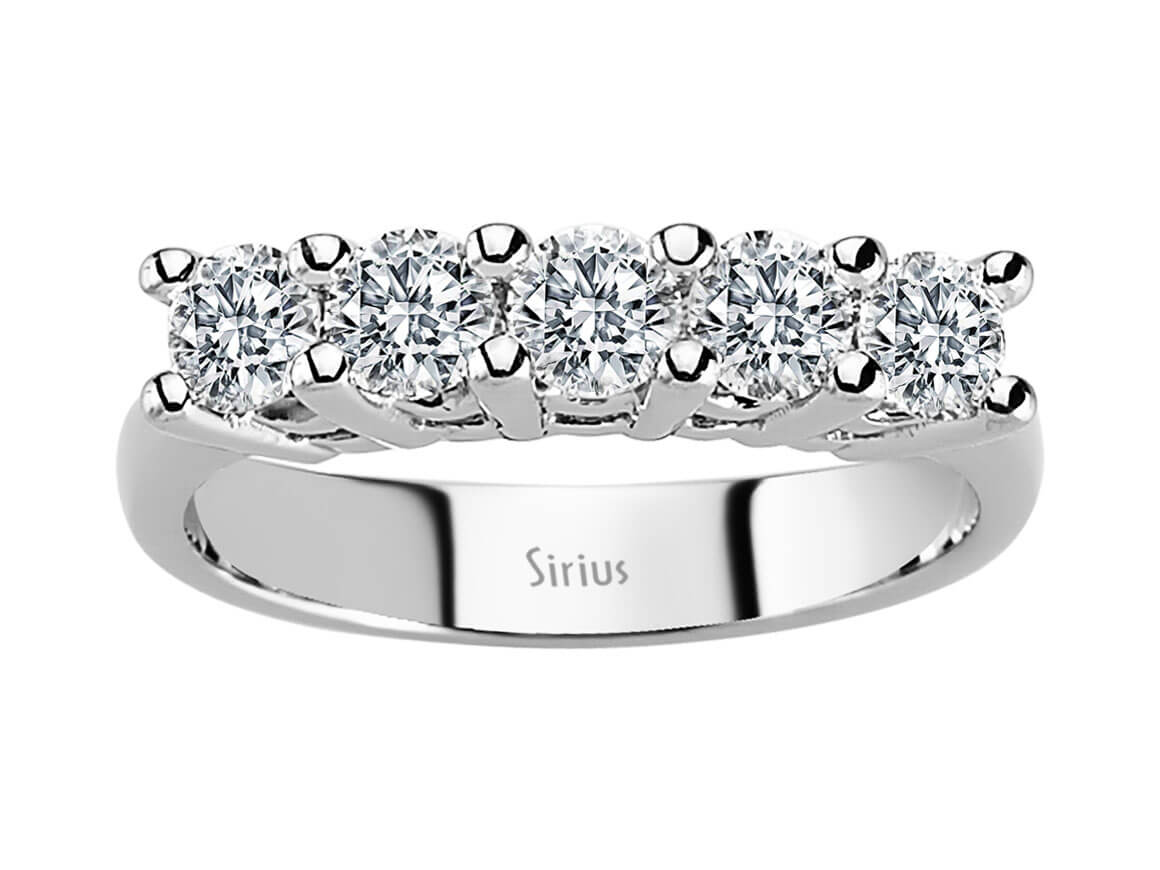 Moderner 5-Stein Runddiamant Ring aus 14 Karat Weißgold