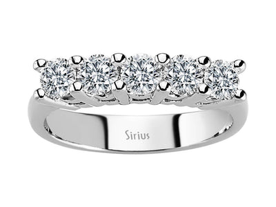Moderner 5-Stein Runddiamant Ring aus 14 Karat Weißgold