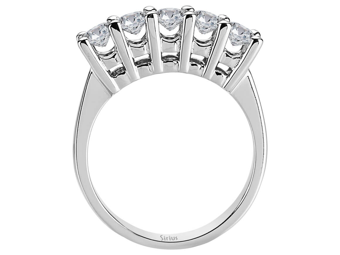 Moderner 5-Stein Runddiamant Ring aus 14 Karat Weißgold