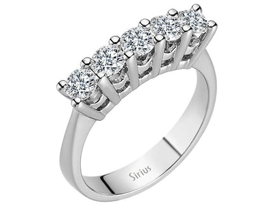Moderner 5-Stein Runddiamant Ring aus 14 Karat Weißgold