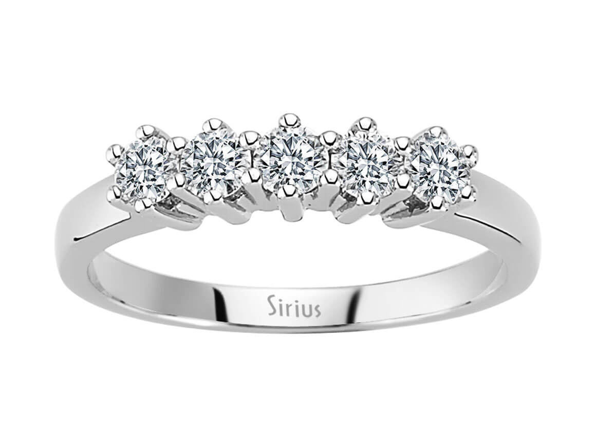 Moderner Fünf-Diamanten-Ring mit Rundschliff in 14K Weißgold