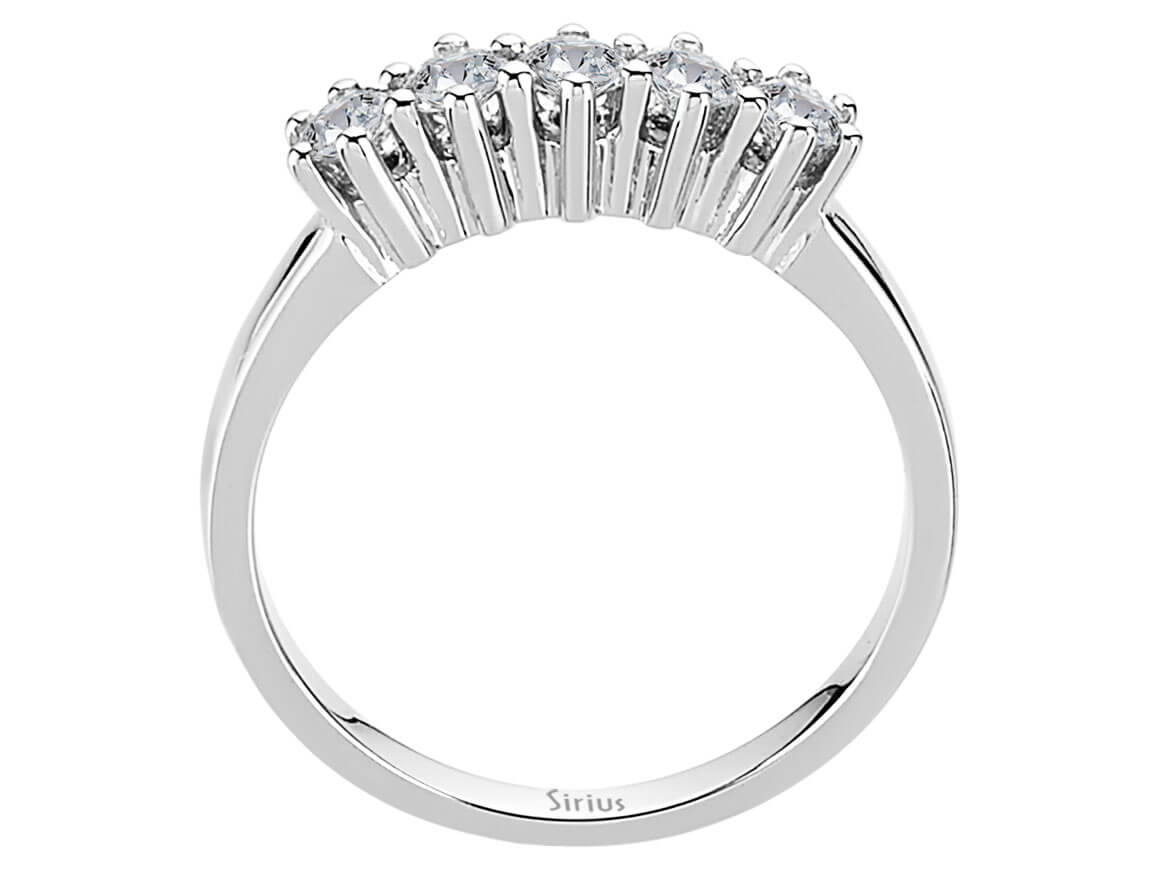 14K Beyaz Altın, laboratuvar pırlantalı modern 5 pırlantalı yüzük, 0,46 ct – Rosy Lab Diamonds’tan yüksek kaliteli Mücevher