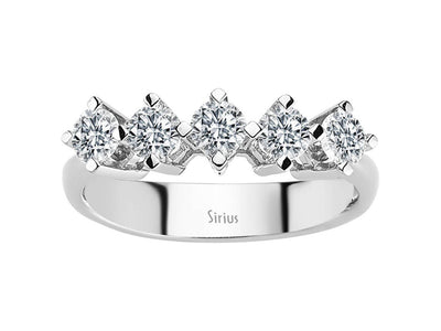 Eleganter 5-Stein Runddiamant Ring aus Weißgold