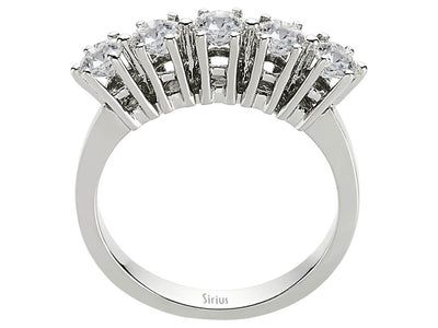Zeitloser 5-Steine-Ring aus 14 Karat Weißgold mit rund geschliffenen Diamanten