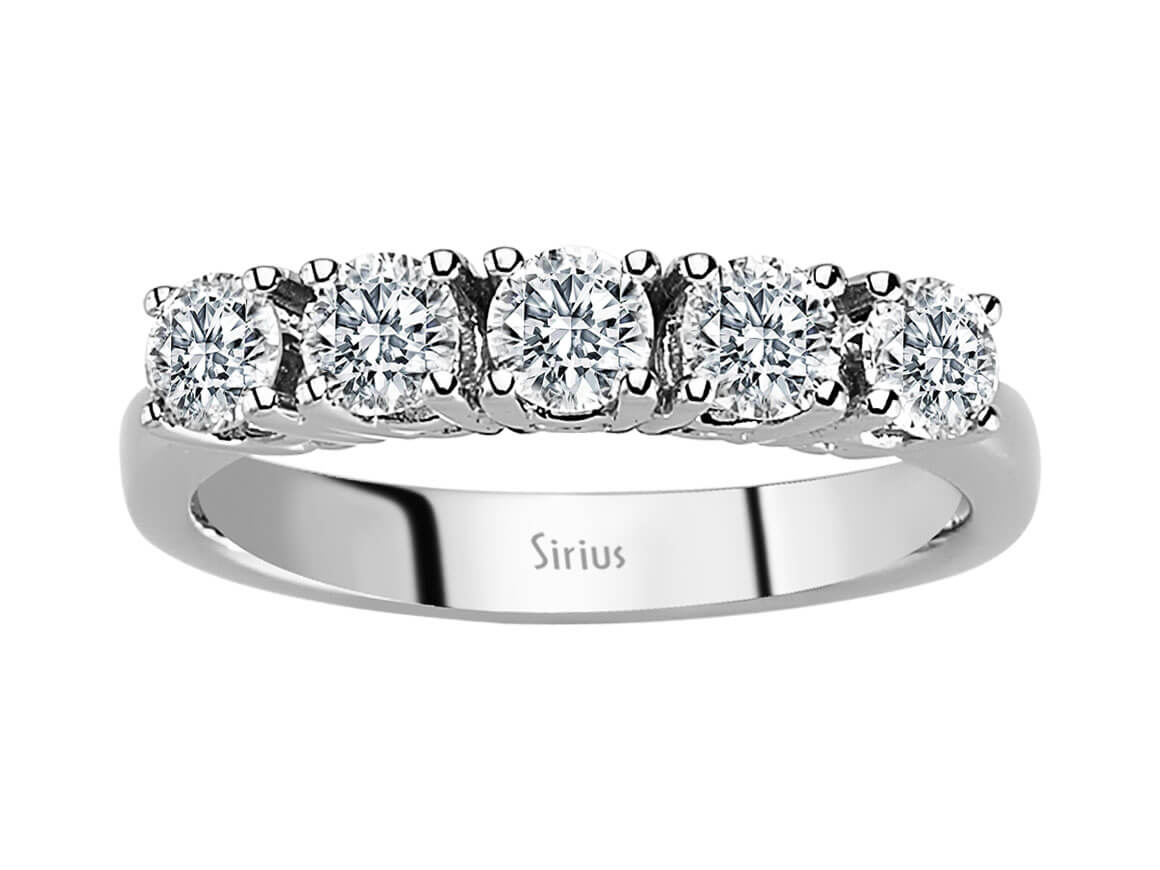 Eleganter 5-Stein-Ring aus 14 Karat Weißgold mit funkelnden Diamanten