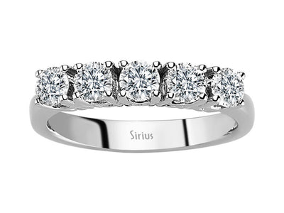 Eleganter 5-Stein-Ring aus 14 Karat Weißgold mit funkelnden Diamanten