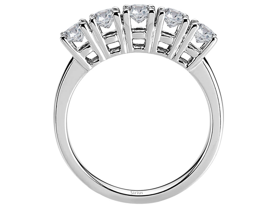 Eleganter 5-Stein-Ring aus 14 Karat Weißgold mit funkelnden Diamanten