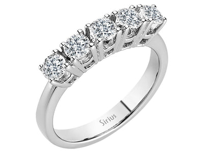 Eleganter 5-Stein-Ring aus 14 Karat Weißgold mit funkelnden Diamanten