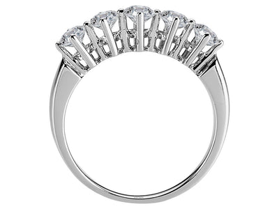 Eleganter 5-Steine-Ring aus 14 Karat Weißgold mit rund geschliffenen Diamanten