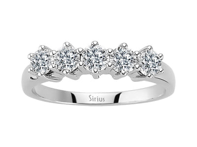 Eleganter Fünf-Steine-Ring mit Rund geschliffenen Labor-Diamanten
