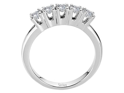 Exquisiter 5-Stein-Ring mit rund geschliffenen laborgezüchteten Diamanten in 14K Weißgold