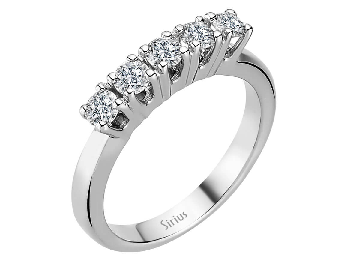 Exquisite 5-stone ring made of 14K White Gold with lab-grown diamonds, 0.65 ct – high-quality Jewelry from Rosy Lab Diamonds