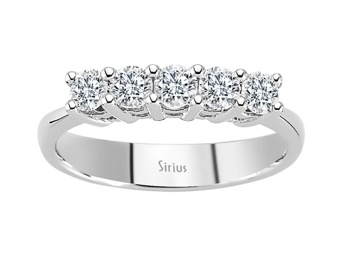 Luxuriöser 5-Stein-Ring mit Rund geschliffenen Labor-Diamanten in 14K Weißgold