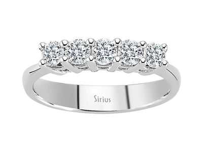 Luxuriöser 5-Stein-Ring mit Rund geschliffenen Labor-Diamanten in 14K Weißgold