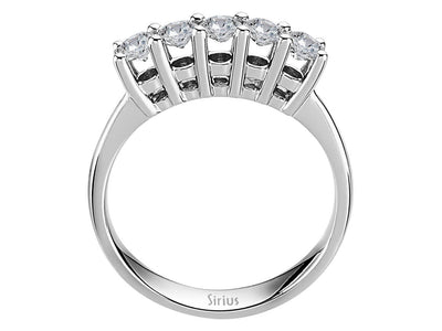 Luxuriöser 5-Stein-Ring mit Rund geschliffenen Labor-Diamanten in 14K Weißgold
