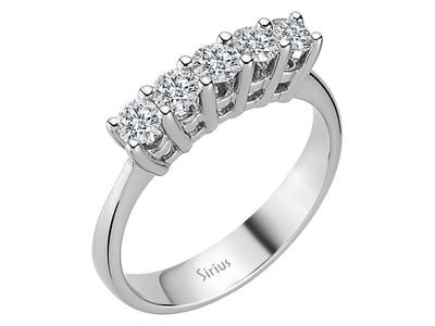 Luxuriöser 5-Stein-Ring mit Rund geschliffenen Labor-Diamanten in 14K Weißgold
