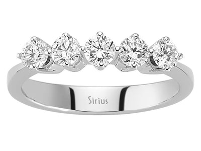 Eleganter 5-Stein-Ring mit rund geschliffenen laborgezüchteten Diamanten in 14K Weißgold