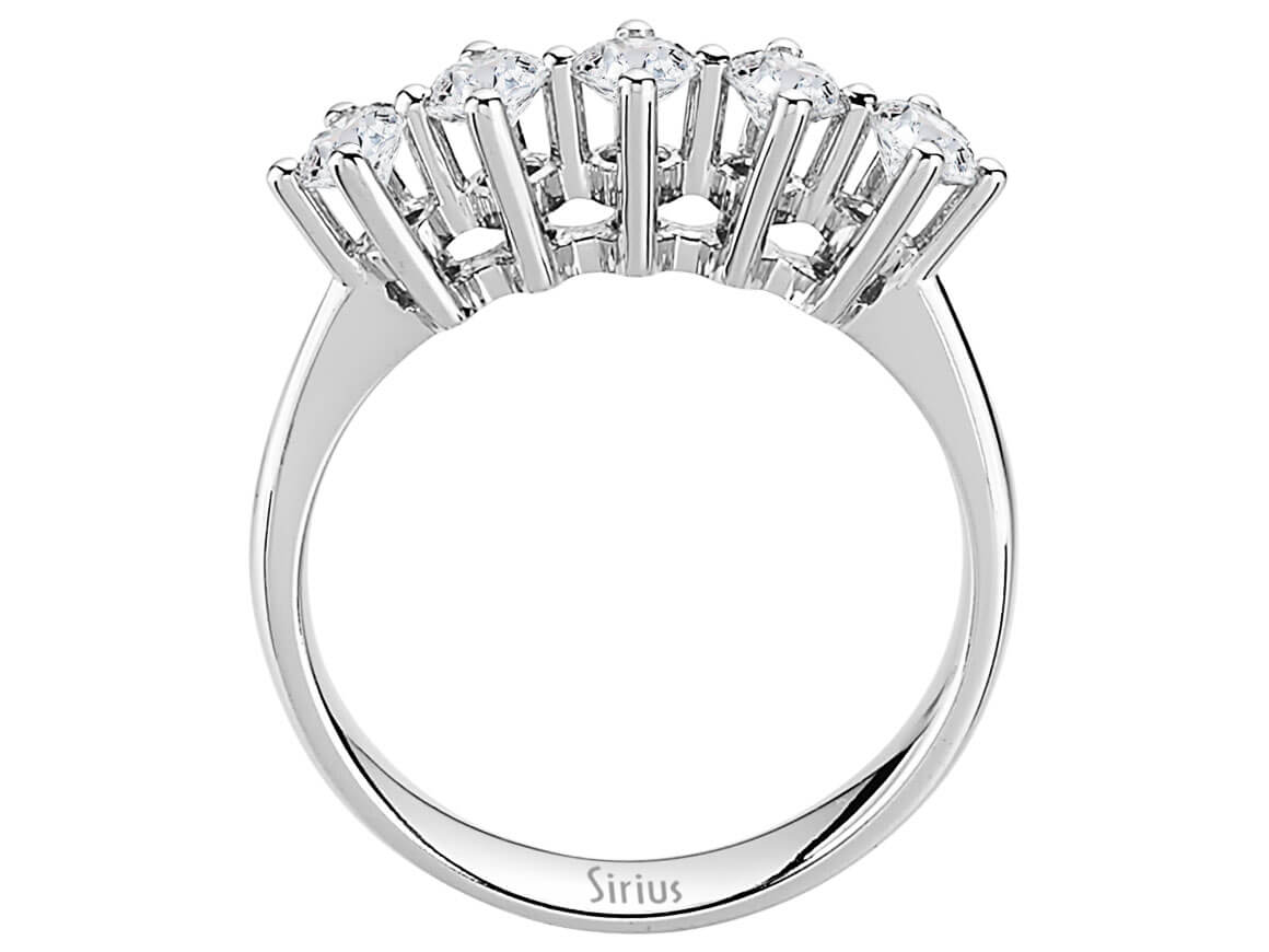 Strahlender 5-Stein-Ring aus 14K Weißgold mit laborgezüchteten Diamanten, 0,83 ct - hochwertiger Schmuck von Rosy Lab Diamonds
