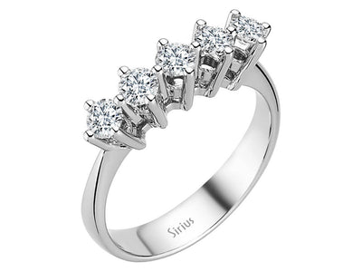 Strahlender 5-Stein-Ring mit rund geschliffenen laborgezüchteten Diamanten in 14K Weißgold