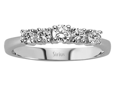 Klassischer 5-Steine-Ring mit 0,58 ct Labor Diamanten in Weißgold