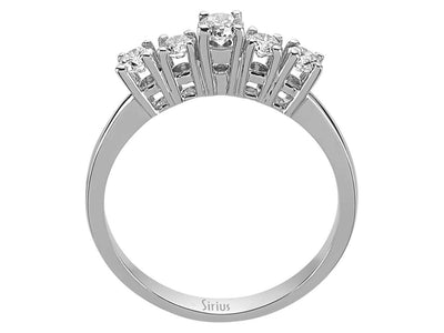 Klassischer 5-Steine-Ring mit 0,58 ct Labor Diamanten in Weißgold