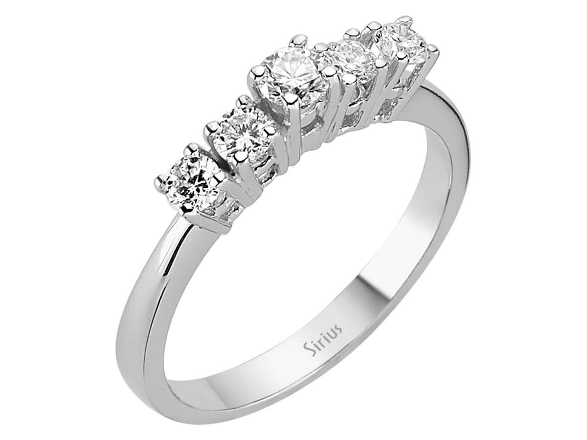 Bague à 5 pierres avec 0,58 ct de diamants de laboratoire en Or Blanc 14 carats - Bijoux haut de gamme de Rosy Lab Diamonds