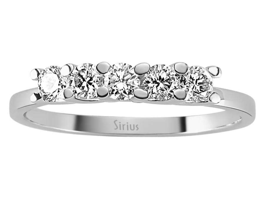 Bague en or blanc avec 5 diamants de laboratoire (0,46 ct) | Sertissage brillant 14 carats – bijoux haut de gamme de Rosy Lab Diamonds