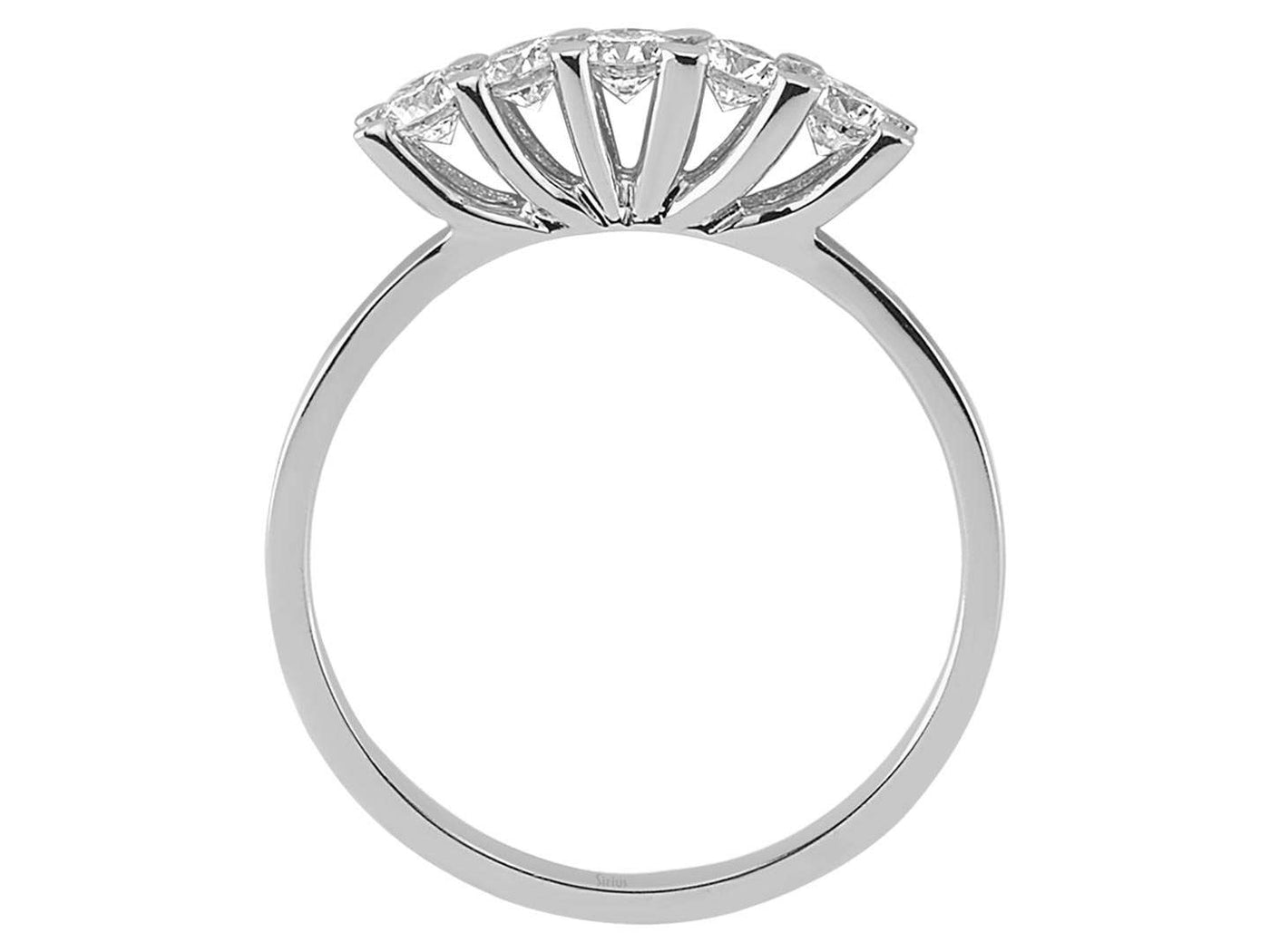 Schlichter Weißgoldring mit 5 Labordiamanten im Brillantschliff
