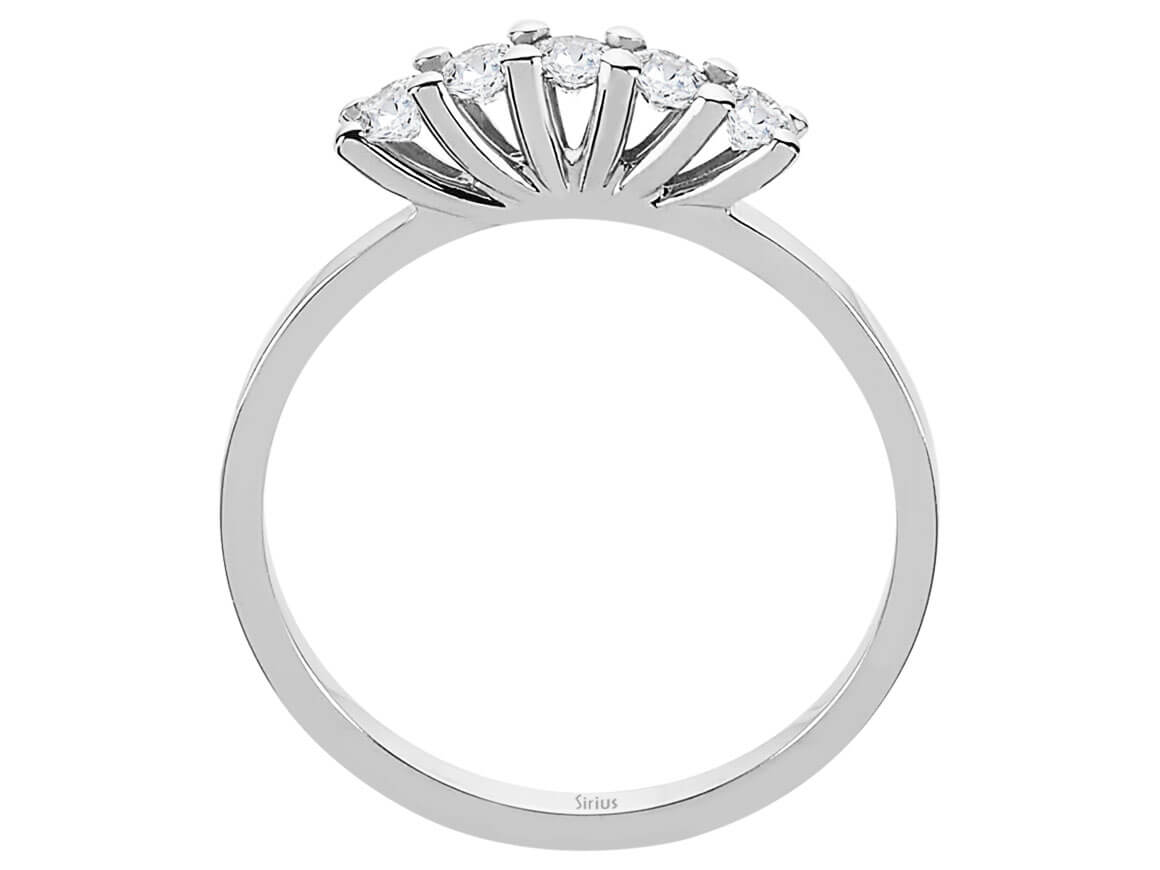 5-stone ring made of 14K White Gold with diamonds - Timeless elegance - high-quality Jewelry from Rosy Lab Diamonds