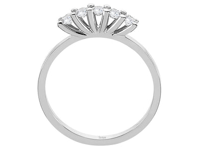 Klassischer 5-Stein-Ring aus 14K Weißgold mit Diamanten