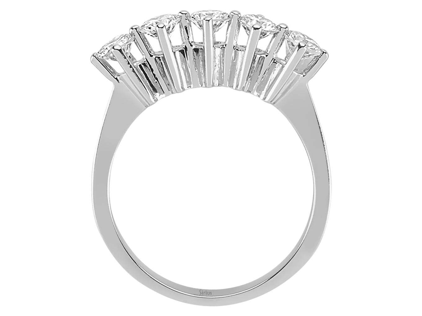 5 Taşlı Pırlanta Yüzük - 14K Beyaz Altın, 0,81 ct - 04R0240 - Rosy Lab Diamonds’tan yüksek kaliteli Mücevher