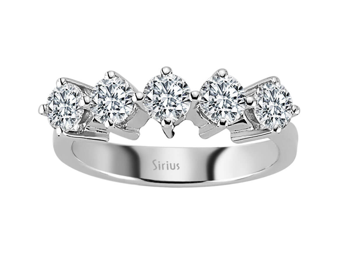 Klassischer 5-Stein-Ring aus 14K Weißgold mit 1,22 Karat natürlichen Diamanten – 04R0241