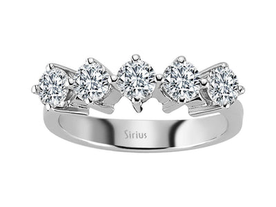 Klassischer 5-Stein-Ring aus 14K Weißgold mit 1,22 Karat natürlichen Diamanten – 04R0241