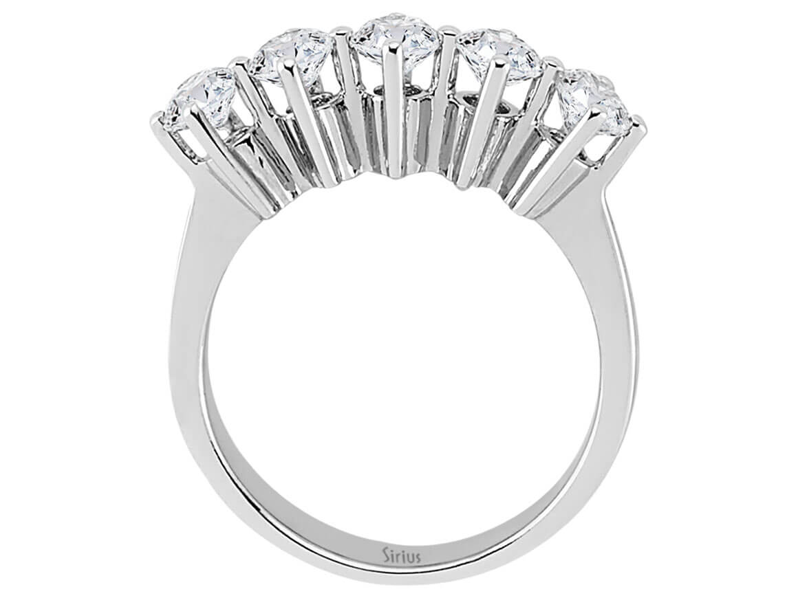 Klassischer 5-Stein-Ring aus 14K Weißgold mit 1,22 Karat natürlichen Diamanten – 04R0241