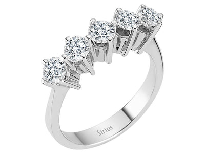 Klassischer 5-Stein-Ring aus 14K Weißgold mit 1,22 Karat natürlichen Diamanten – 04R0241