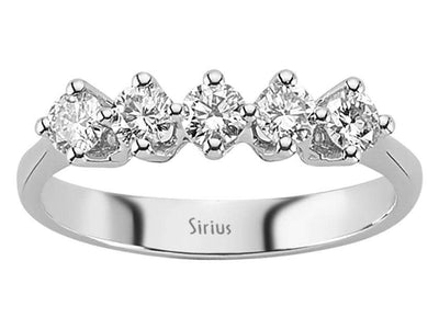 Eleganter 5-Steine-Diamantring aus 14K Weißgold mit 0,64 ct – 04R0242