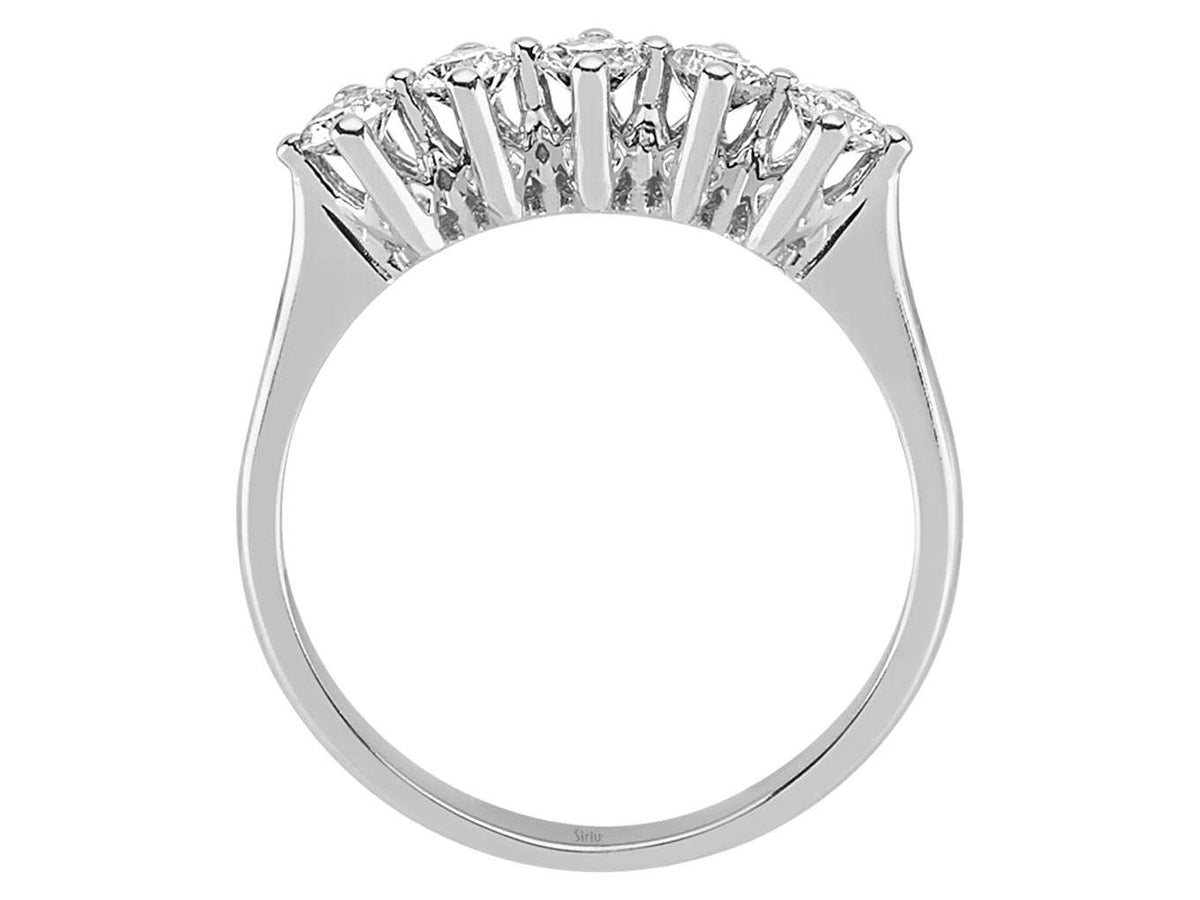 Bague en diamants à 5 pierres – Or Blanc 14 K avec 0,64 ct – 04R0242 – Bijoux haut de gamme de Rosy Lab Diamonds