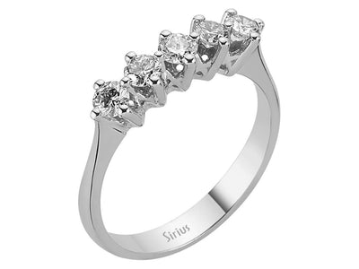Eleganter 5-Steine-Diamantring aus 14K Weißgold mit 0,64 ct – 04R0242