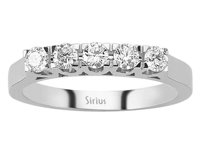 Weißgold-Ring mit 5 runden Diamanten – Klassischer Fünfstein-Stil – 04R0248