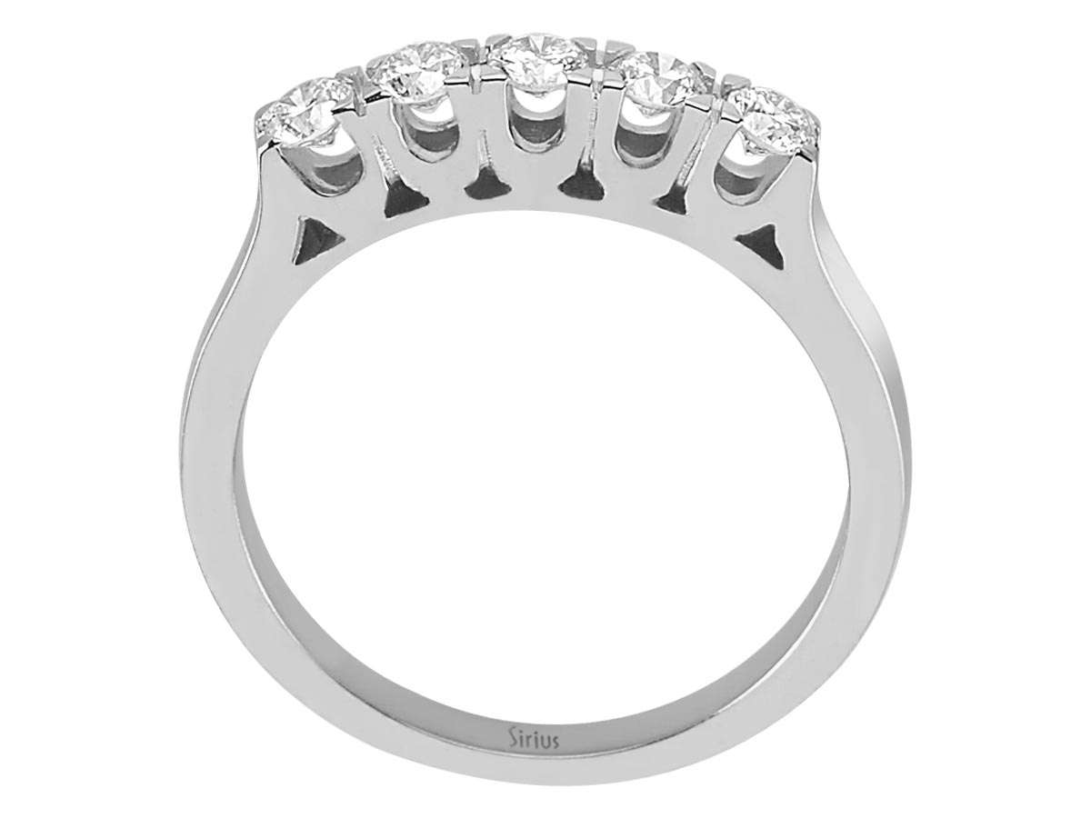 Weißgold-Ring mit 5 runden Diamanten – Klassischer Fünfstein-Stil – 04R0248