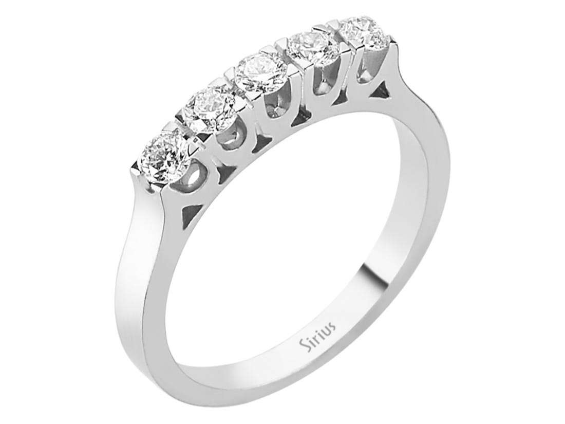 Weißgold-Ring mit 5 runden Diamanten – Klassischer Fünfstein-Stil – 04R0248