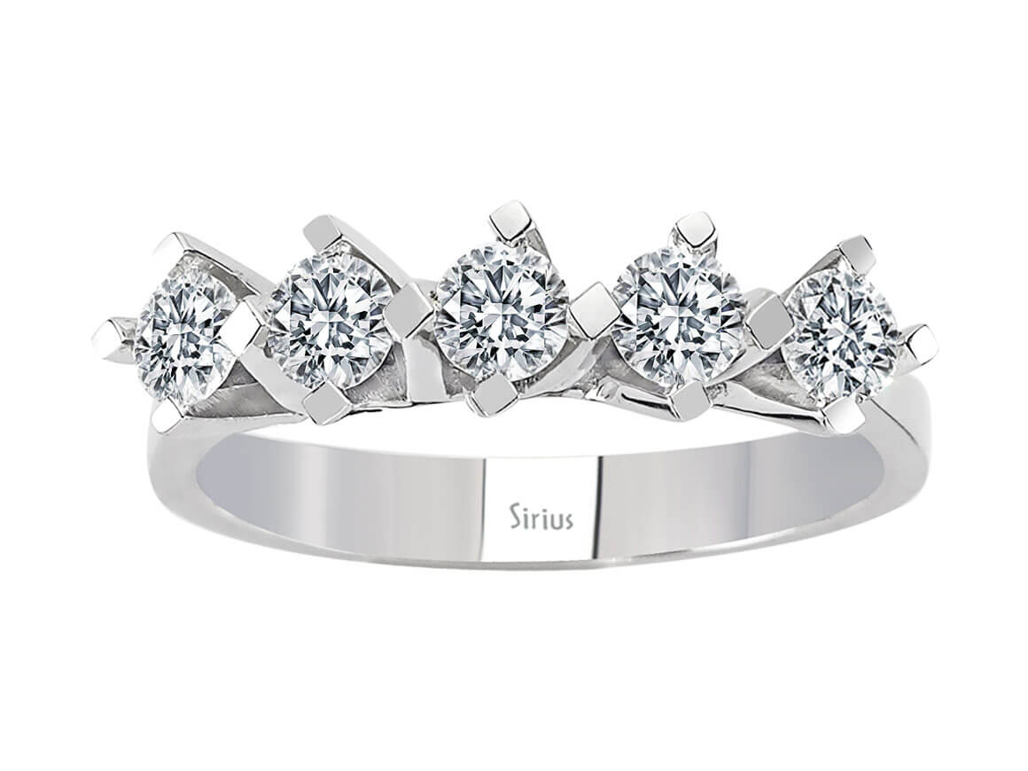 0,80 ct laboratuvar elmaslı 18K Beyaz Altın beş taş yüzük - Model 04R0276 - Rosy Lab Diamonds’tan yüksek kaliteli Mücevher