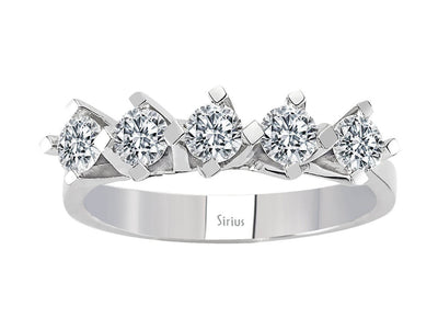 Fünfstein-Ring mit 0,80 ct Labordiamanten in 18K Weißgold – Modell 04R0276